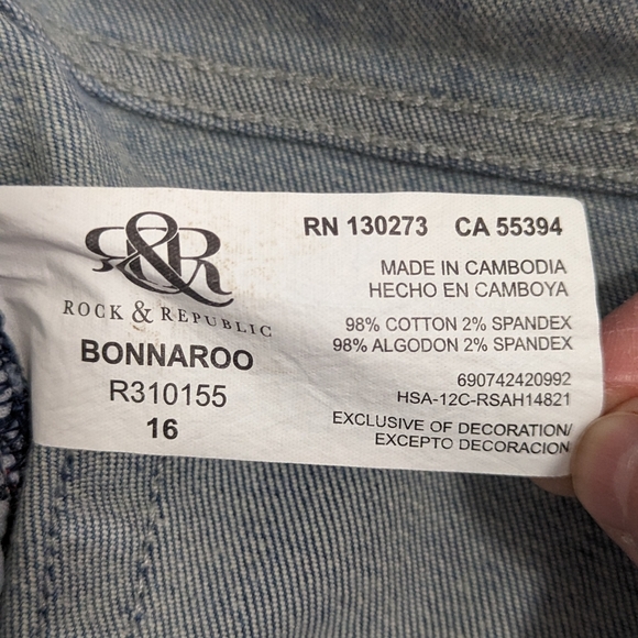 Rock & Republic Bonnaroo Denim Frayed Hem Jeans Shorts Women's Size 16 - Picture 10 of 10